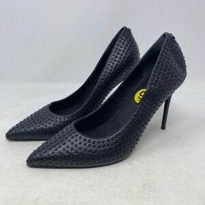 GUESS Sabalie Black Studded Leather Pointed Toe Stiletto Pumps Heels Womens 8.5M